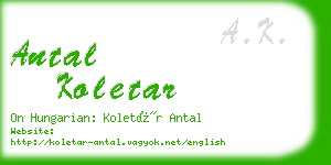 antal koletar business card